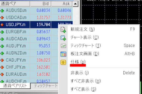 MT4の仕様の表示方法は？（スワップ、ストップレベル等の確認 